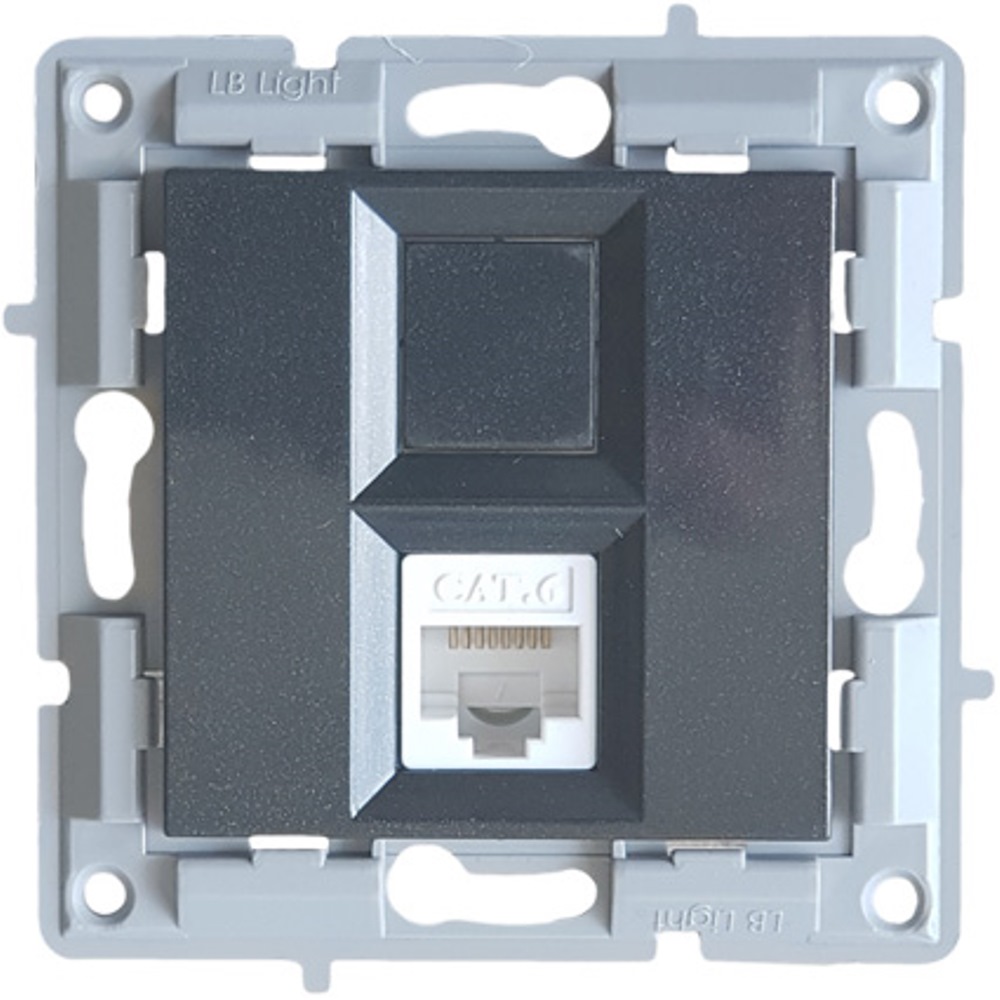 LB Light fekete számítógép csatlakozóaljzat modul keret nélküli kivitelben, kompatibilis a Classic és Softline sorozattal