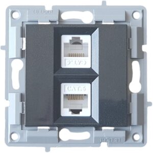 LB Light fekete dupla számítógép csatlakozóaljzat modul keret nélküli kivitelben, kompatibilis a Classic és Softline sorozattal