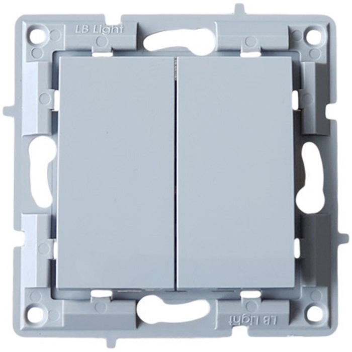LB Light kettős kapcsoló modul mechanizmus és fedél keret nélkül szürke.