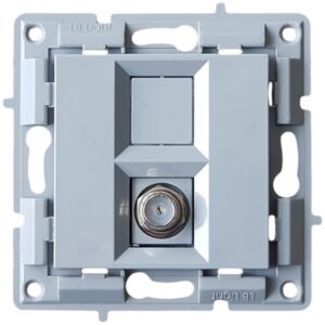 LB Light szürke TV csatlakozóaljzat F-connector modullal, keret nélküli kivitelben, kompatibilis a fehér és színes Classic és Softline keretekkel