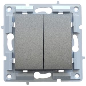 LB Light kettős kapcsoló modul mechanizmus és fedél keret nélkül fekete grafit.