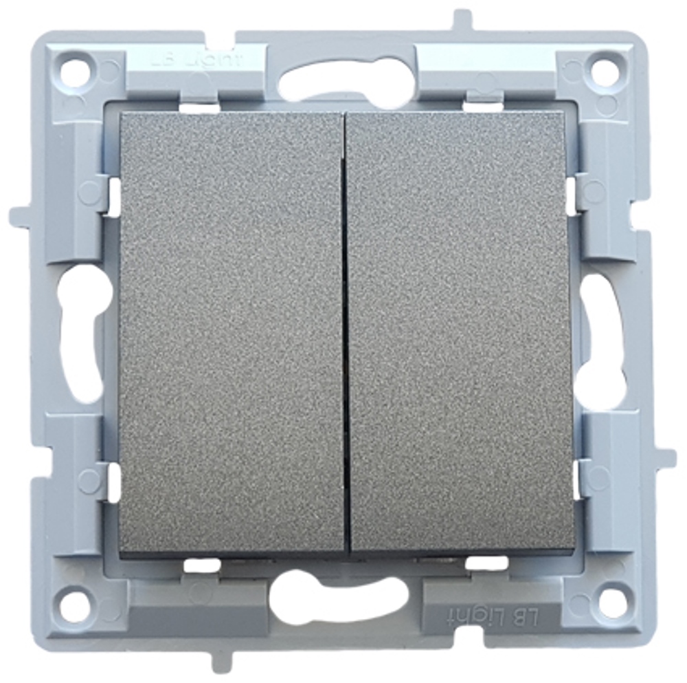 LB Light kettős kapcsoló modul mechanizmus és fedél keret nélkül fekete grafit.