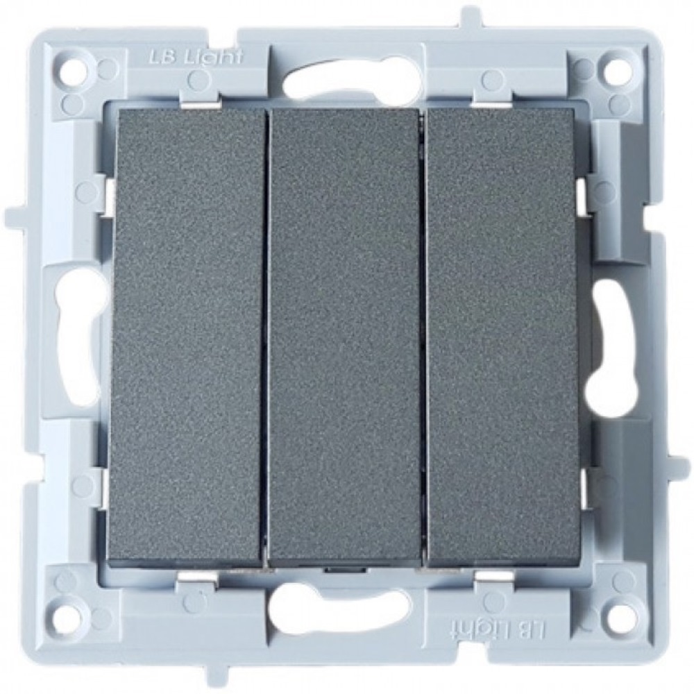 LB Light hármas kapcsoló modul mechanizmus és fedél keret nélkül fekete grafit.
