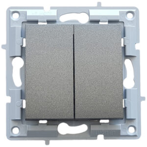 LB Light kettős váltókapcsoló modul mechanizmus és fedél keret nélkül fekete grafit.