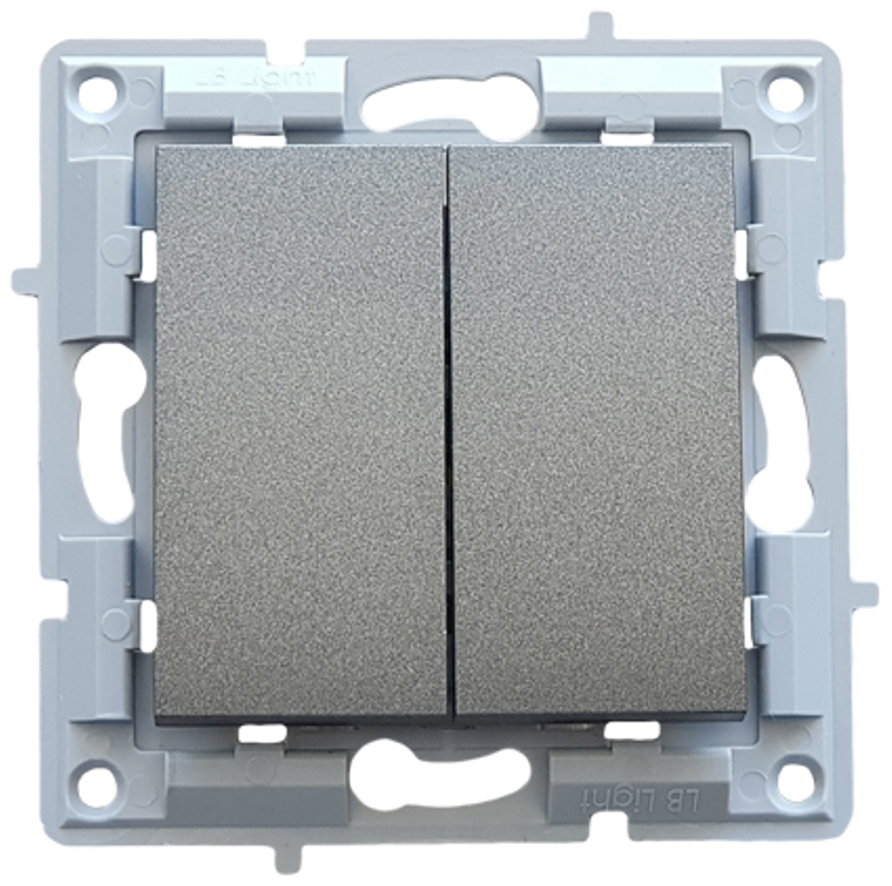 LB Light kettős váltókapcsoló modul mechanizmus és fedél keret nélkül fekete grafit.