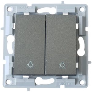 LB Light kettős nyomó lámpajel modul mechanizmus és fedél keret nélkül fekete grafit.