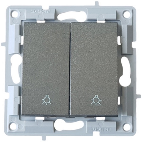 LB Light kettős nyomó lámpajel modul mechanizmus és fedél keret nélkül fekete grafit.