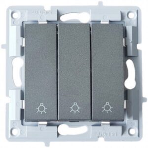 LB Light hármas nyomó lámpajel modul mechanizmus és fedél keret nélkül fekete grafit.