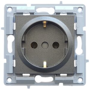 LB Light egyes aljzat / dugalj modul mechanizmus és fedél keret nélkül fekete grafit.