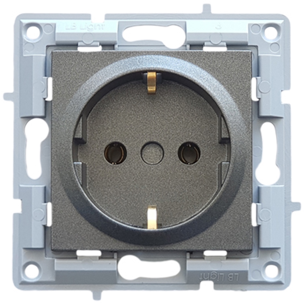 LB Light egyes aljzat / dugalj modul mechanizmus és fedél keret nélkül fekete grafit.
