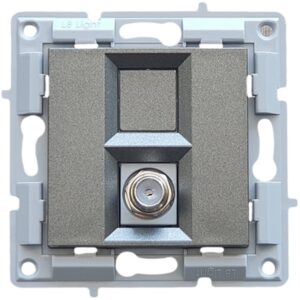 LB Light TV csatlakozó aljzat konnektor modul mechanizmus és fedél keret nélkül fekete grafit