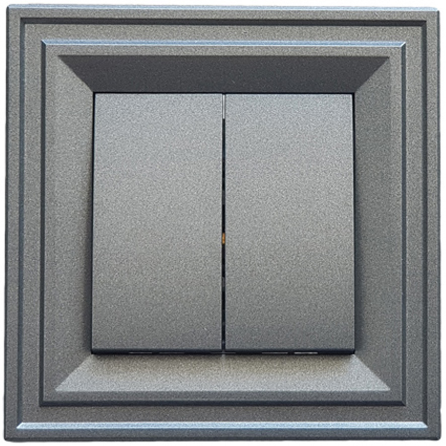 LB Light Classic fekete grafit kettős váltókapcsoló 10A 250V, rejtett szereléshez, elegáns és tartós kivitelben