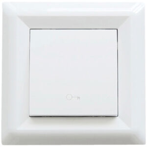 LB Light Softline fehér kapunyitó nyomógomb rejtett szereléshez, 10A, 220V AC, IP21 védelemmel, modern és megbízható kivitelben.