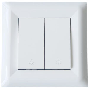 LB Light Softline fehér kettős nyomó lámpajel kapcsoló 10A 250V, rejtett szereléshez, modern designnal