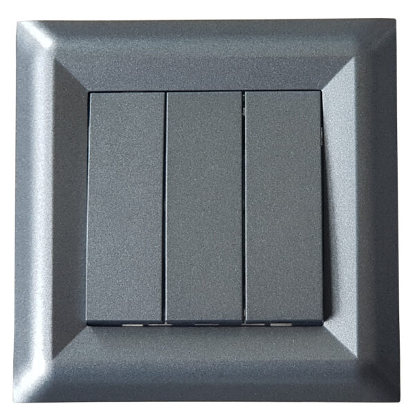 Kapcsoló hármas 10A 250V IP21 Softline sorozat fekete grafit gyártó LB Light.