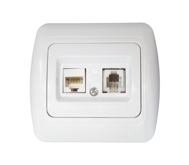 ELBI Tuna Fix számítógép és telefon csatlakozóaljzat fehér.