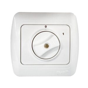 ELBI Tuna Fix kétpólusú kazánkapcsoló 0/1 fehér, 25A, 230V, DPST L+N kapcsolás, csavaros csatlakozás, megbízható megoldás bojlerhez.